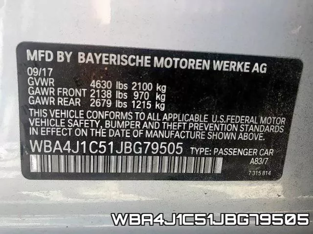 WBA4J1C51JBG79505 фото 2