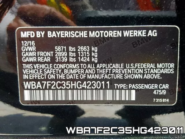 WBA7F2C35HG423011 фото 2