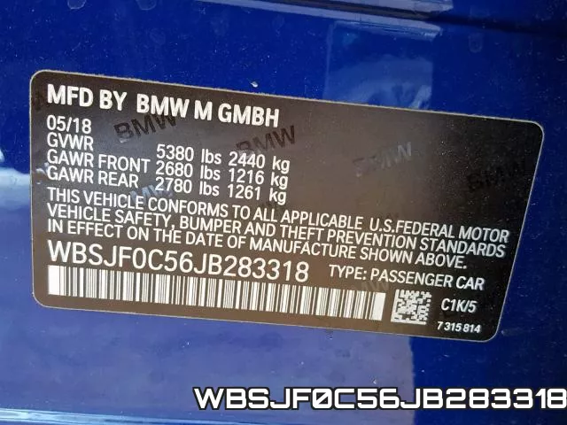 WBSJF0C56JB283318 фото 2