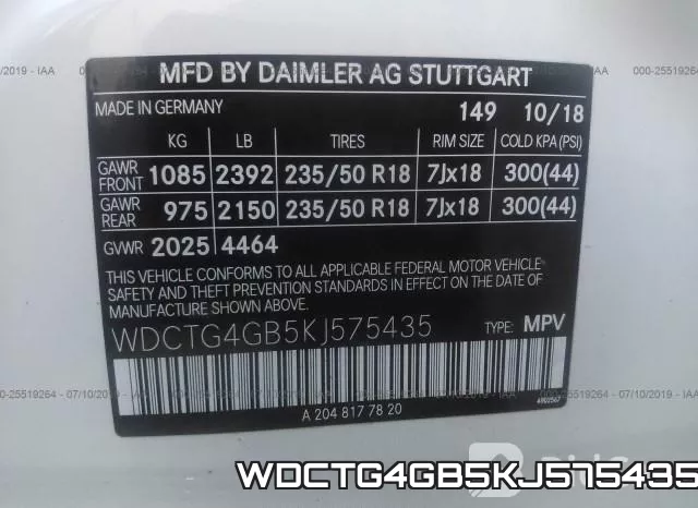 WDCTG4GB5KJ575435 фото 10