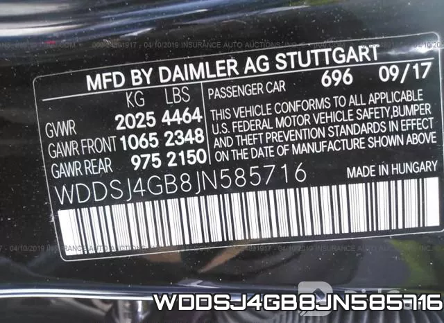 WDDSJ4GB8JN585716 фото 10