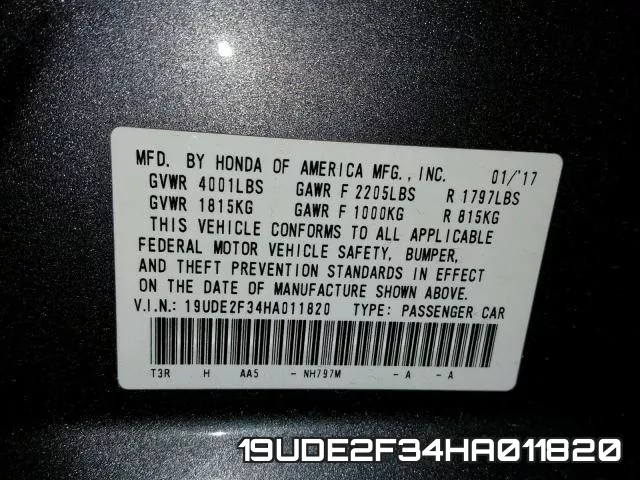 19UDE2F34HA011820 фото 2