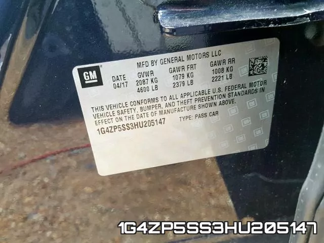 1G4ZP5SS3HU205147 фото 2