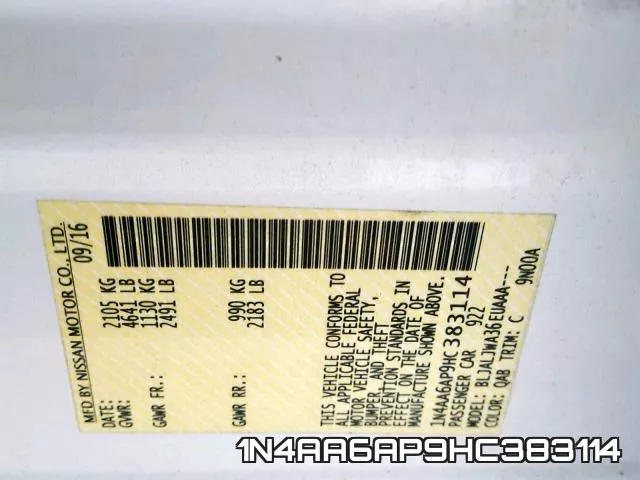 1N4AA6AP9HC383114 фото 2