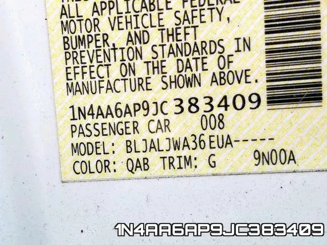 1N4AA6AP9JC383409 фото 2