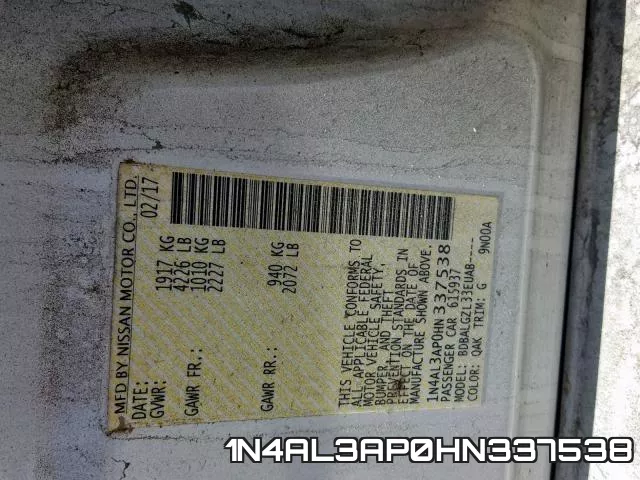 1N4AL3AP0HN337538 фото 2
