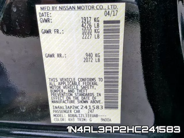 1N4AL3AP2HC241583 фото 2