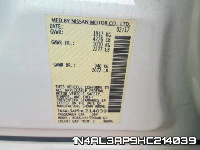 1N4AL3AP9HC214039 фото 2