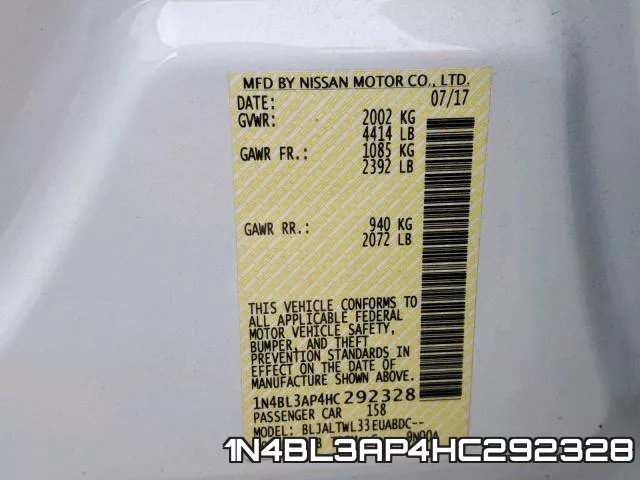 1N4BL3AP4HC292328 фото 2