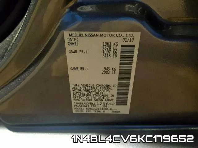 1N4BL4CV6KC179652 фото 2