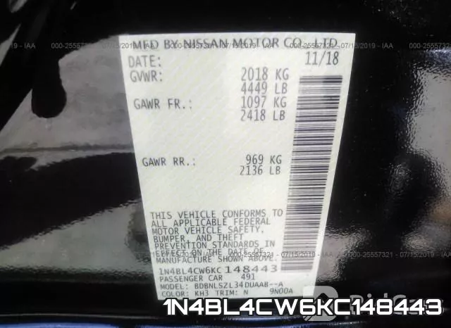 1N4BL4CW6KC148443 фото 10