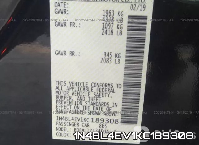 1N4BL4EV1KC189308 фото 10