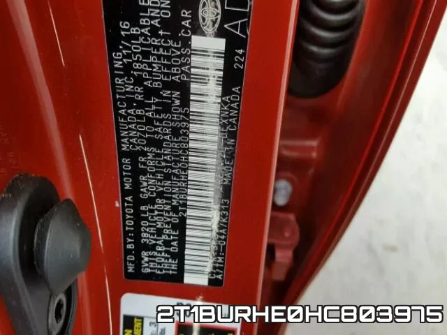 2T1BURHE0HC803975 фото 2
