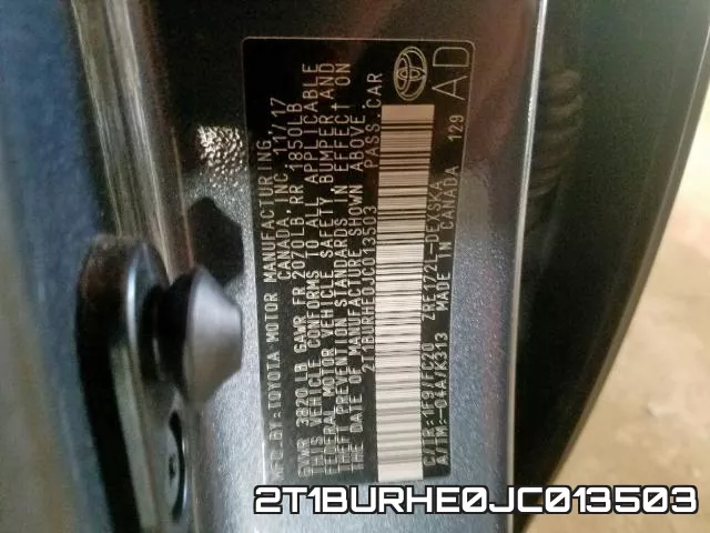 2T1BURHE0JC013503 фото 2