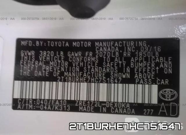 2T1BURHE7HC751647 фото 10
