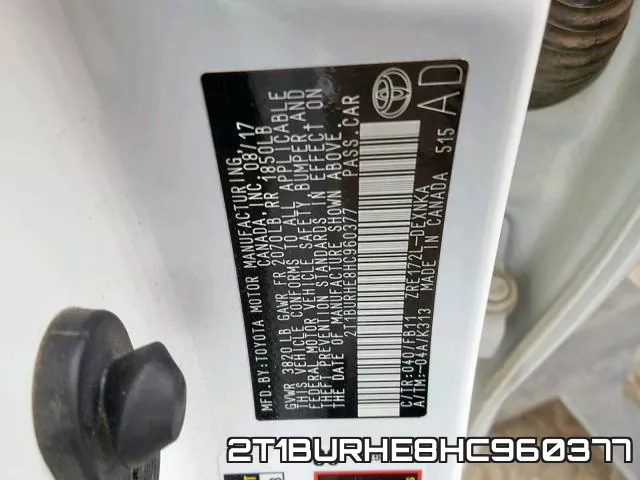 2T1BURHE8HC960377 фото 2
