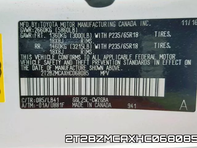 2T2BZMCAXHC068085 фото 2