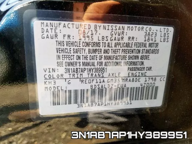 3N1AB7AP1HY389951 фото 2