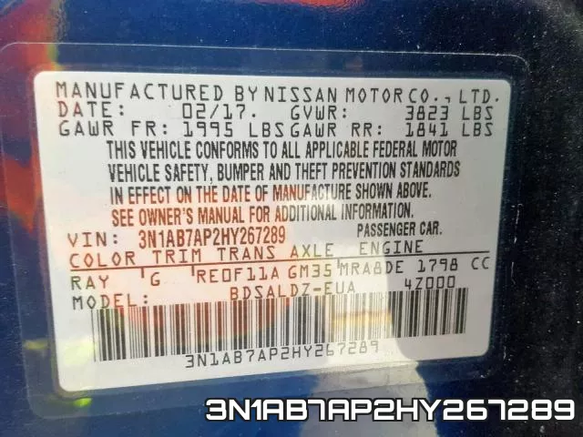 3N1AB7AP2HY267289 фото 2
