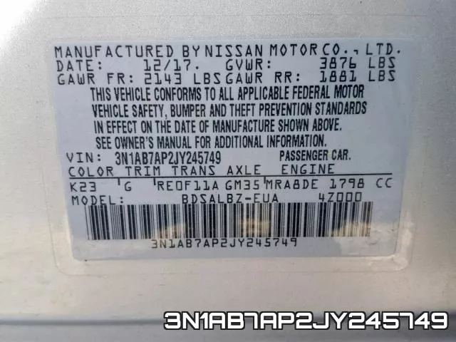 3N1AB7AP2JY245749 фото 2