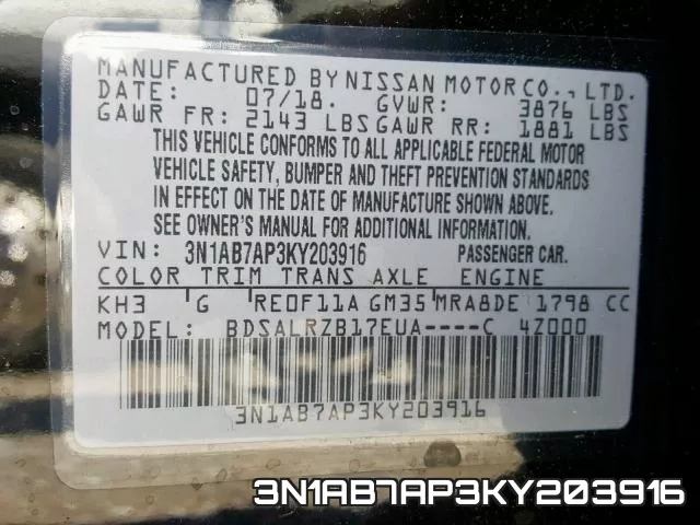 3N1AB7AP3KY203916 фото 2