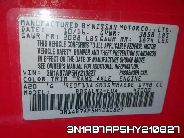 3N1AB7AP5HY210827 фото 2