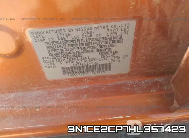 3N1CE2CP7HL357423 фото 10