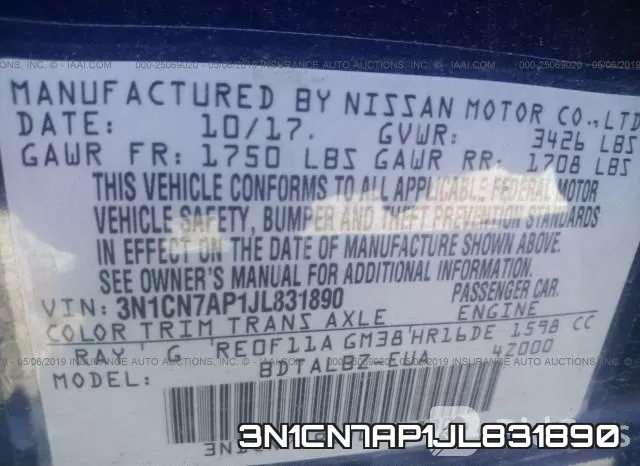 3N1CN7AP1JL831890 фото 10