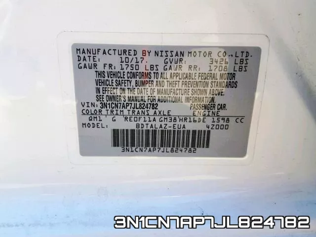 3N1CN7AP7JL824782 фото 2