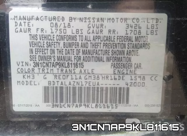 3N1CN7AP9KL811615 фото 10