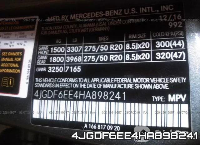 4JGDF6EE4HA898241 фото 10