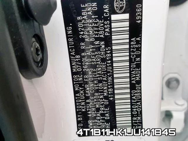 4T1B11HK1JU141845 фото 2