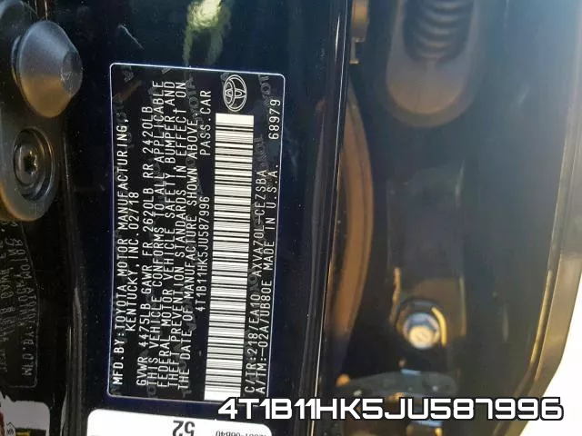 4T1B11HK5JU587996 фото 2