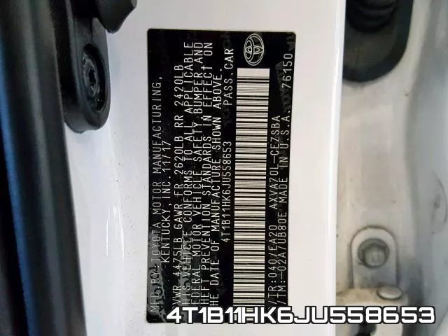 4T1B11HK6JU558653 фото 2