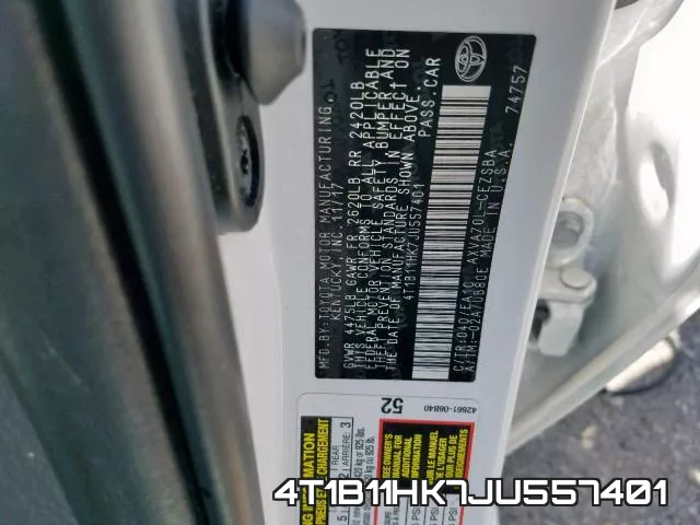 4T1B11HK7JU557401 фото 2
