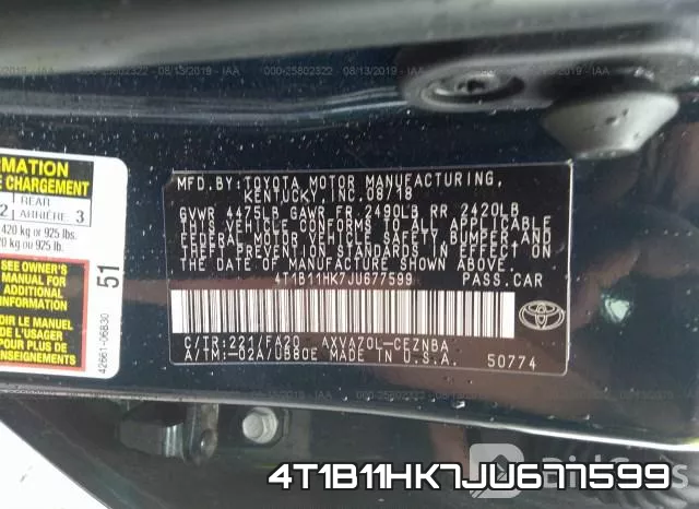 4T1B11HK7JU677599 фото 10
