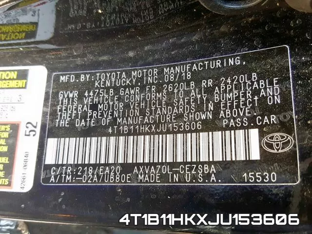 4T1B11HKXJU153606 фото 2