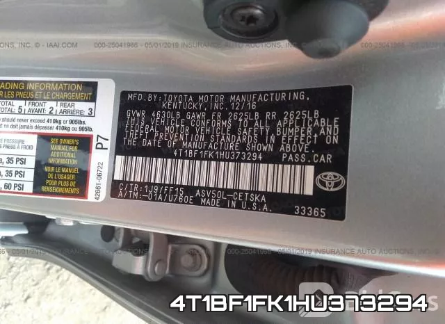 4T1BF1FK1HU373294 фото 9
