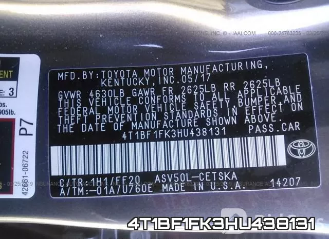 4T1BF1FK3HU438131 фото 10