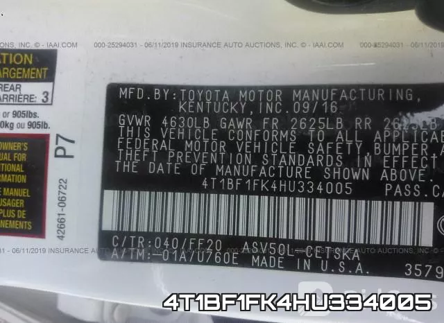 4T1BF1FK4HU334005 фото 10