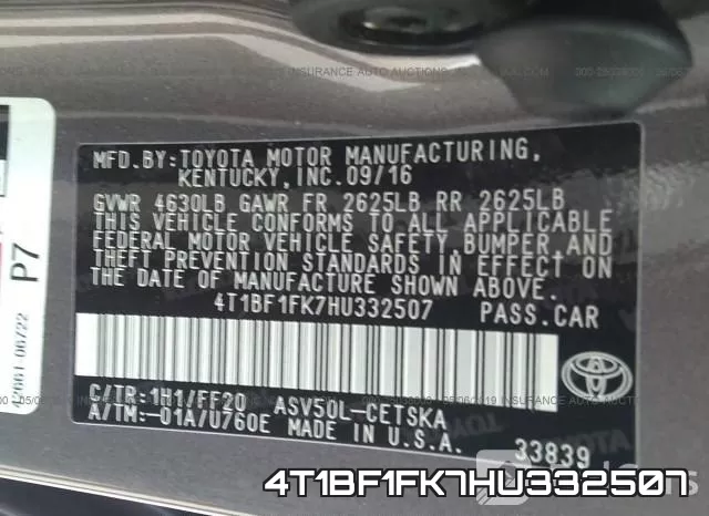 4T1BF1FK7HU332507 фото 9