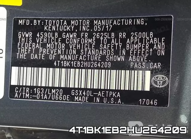 4T1BK1EB2HU264209 фото 9
