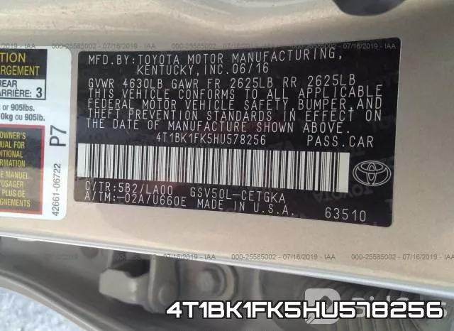 4T1BK1FK5HU578256 фото 10