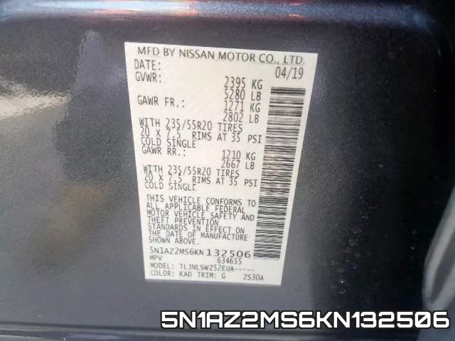 5N1AZ2MS6KN132506 фото 2