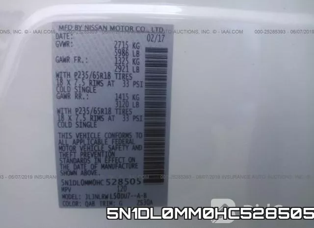 5N1DL0MM0HC528505 фото 10