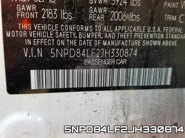 5NPD84LF2JH330874 фото 2