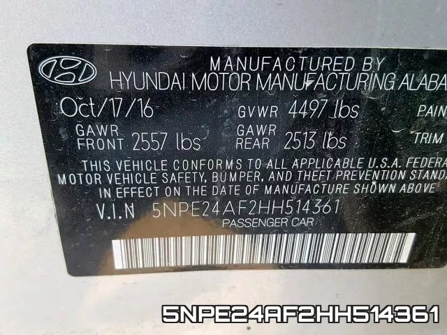 5NPE24AF2HH514361 фото 2