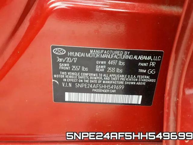 5NPE24AF5HH549699 фото 2