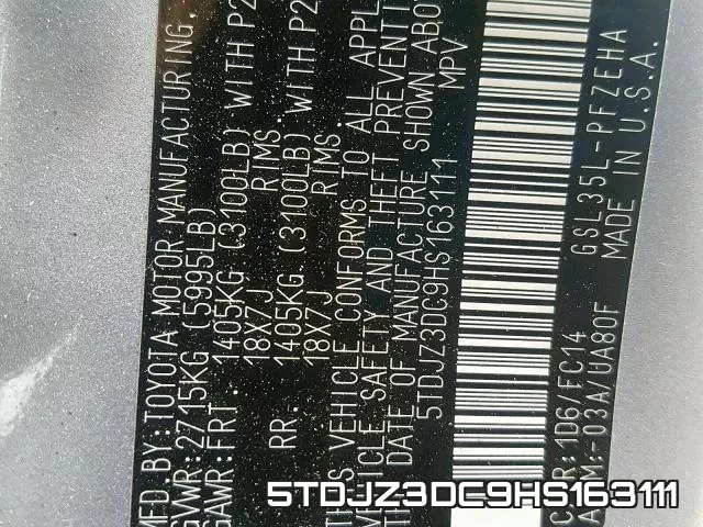 5TDJZ3DC9HS163111 фото 2
