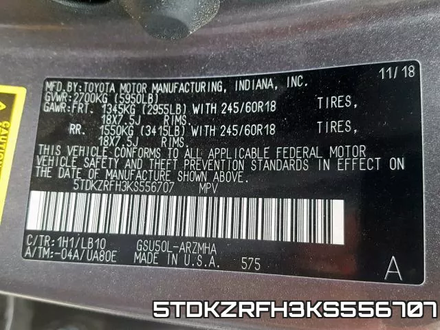 5TDKZRFH3KS556707 фото 2